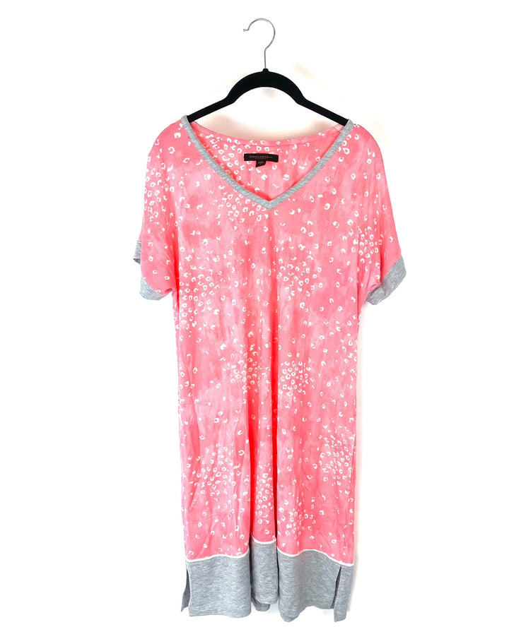 Pink Cheetah Print Loungewear Shirt- Small