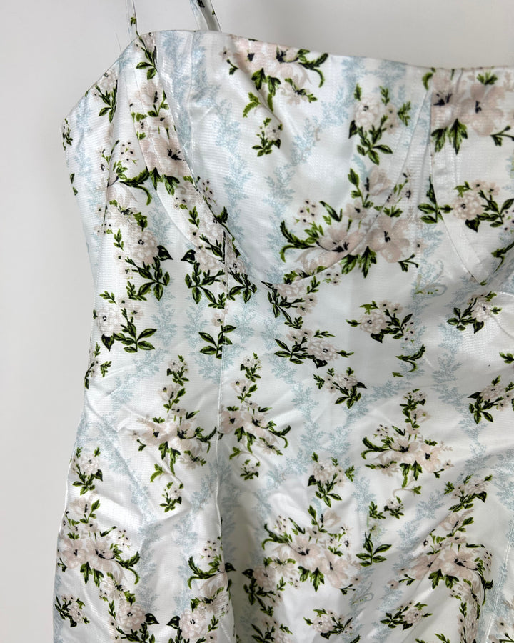 White Floral Mini Slip Dress - Size 4