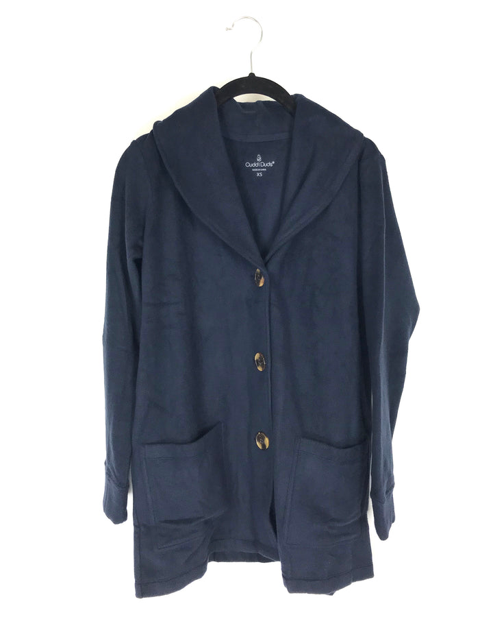 Navy Blue Fleece Button Up Cardigan - Size 2/4 and 6/8