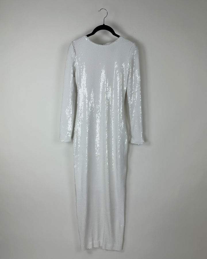 White Sequin Maxi Dress - Size 000-18