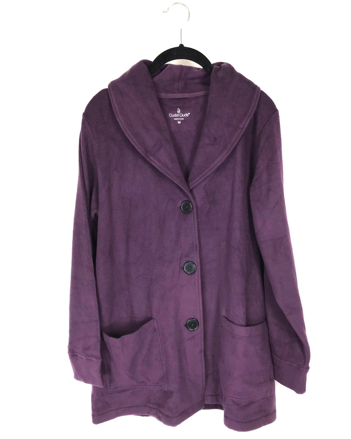 Purple Fleece Button Up Cardigan - Extra Small and Small