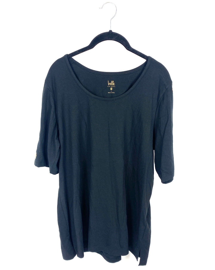 Black Scoop Neck Top - Large/Extra Large