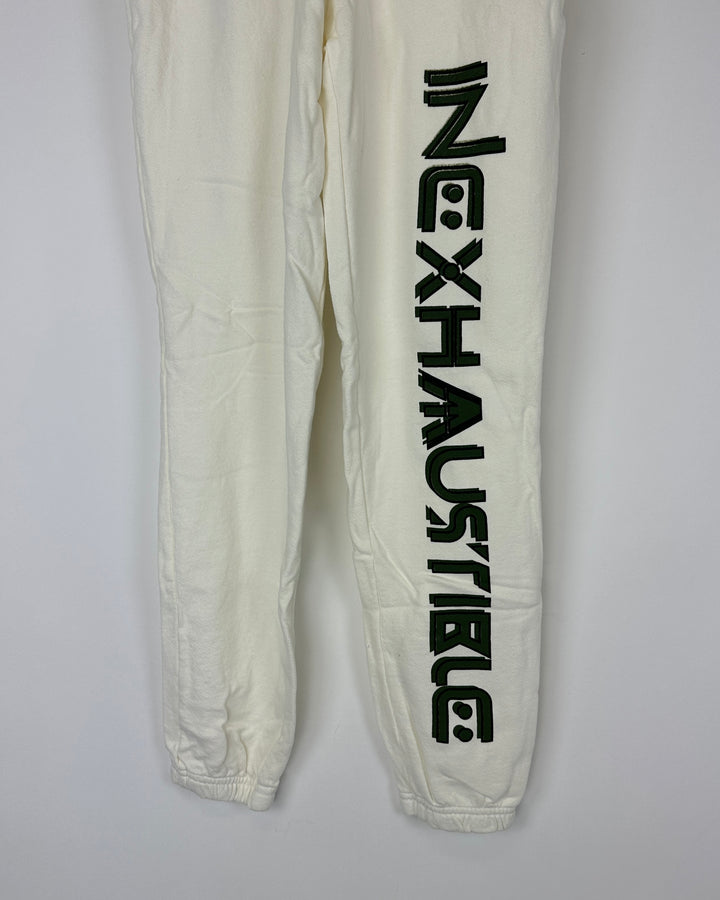 White and Green Sweatpants - Extra Small and Small