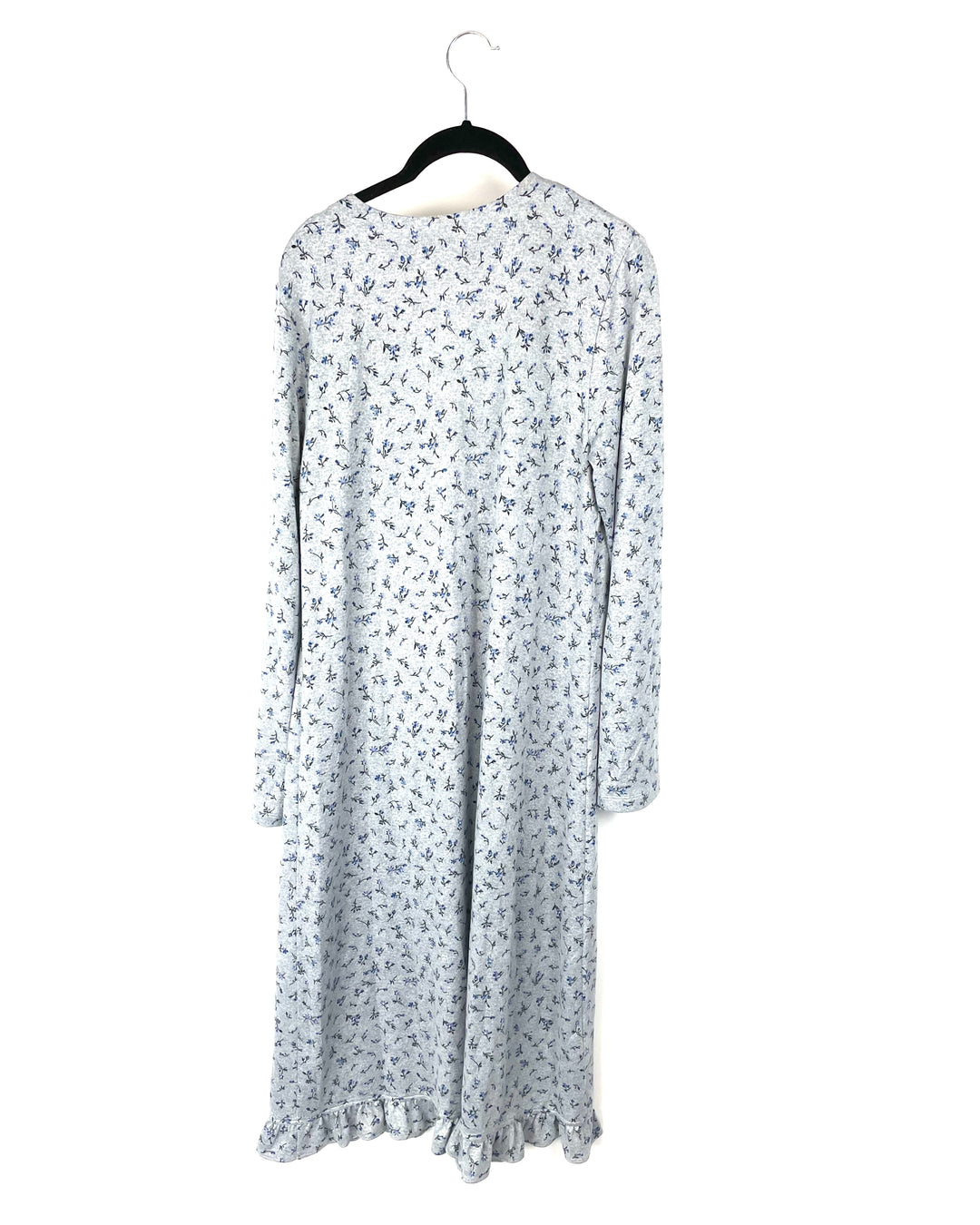 Heather Grey Nightgown With Blue Flowers - Medium