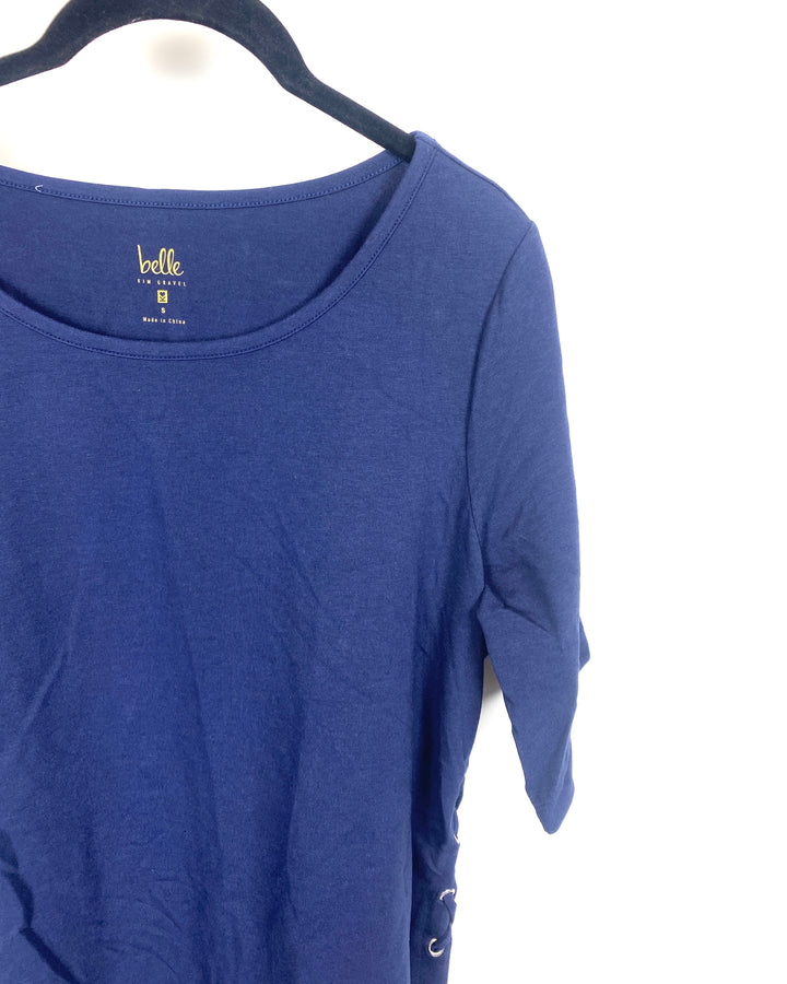 Navy Blue Laced Side T Shirt - Small/Medium