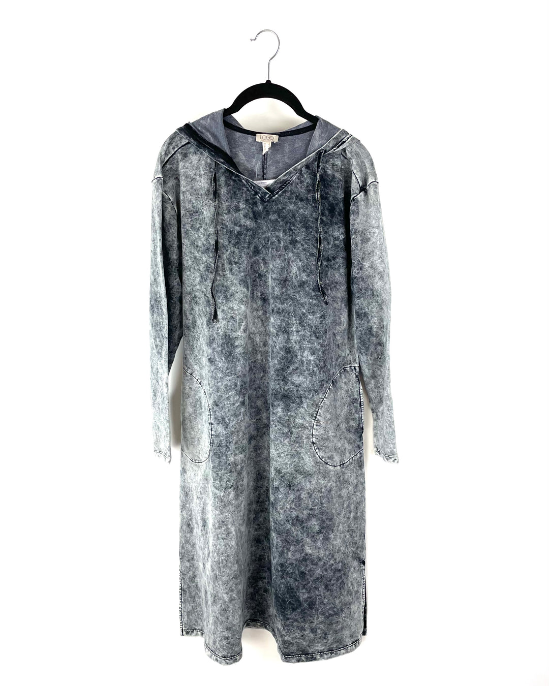 Acid Wash Grey Hooded Dress - Size 6-8
