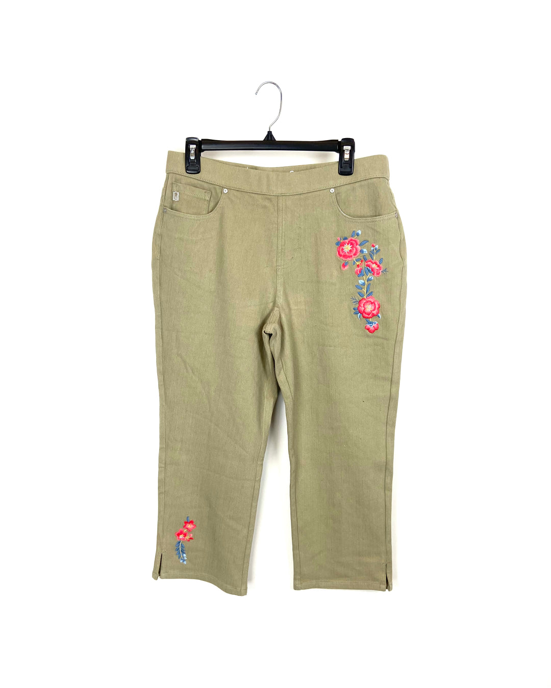 Beige Jeans with Floral Embroidery - Size 6/8 and 12/14