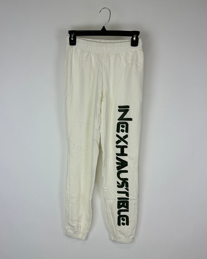 White and Green Sweatpants - Extra Small and Small