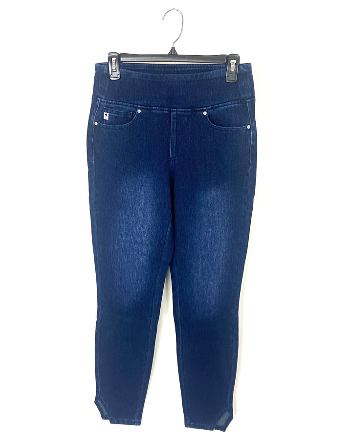 Dark Blue Wash Jeans With Open Bottom Slit  - Size 6/8