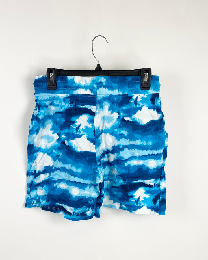 Blue Tie-Dye Cotton Shorts - Small