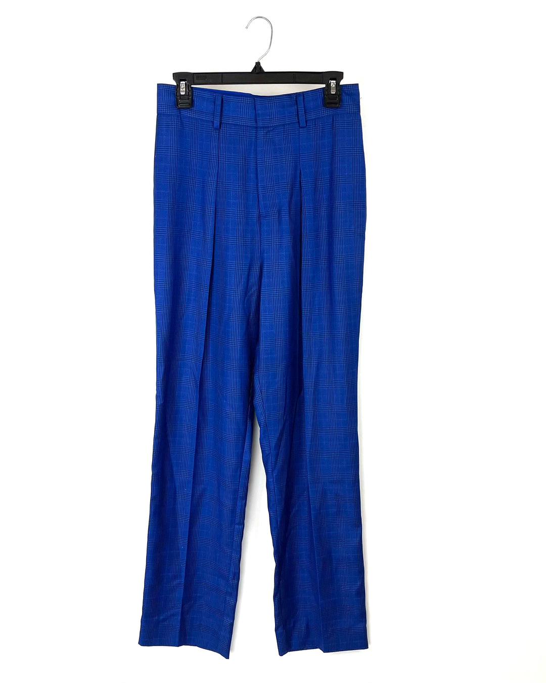 Royal Blue Plaid Trousers - Small