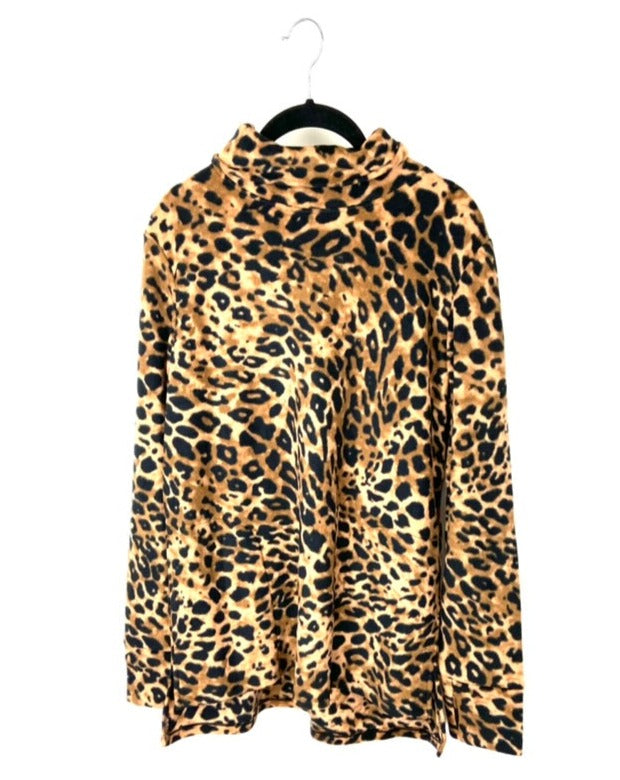 Fleece Cheetah Print Turtleneck - Size 6/8