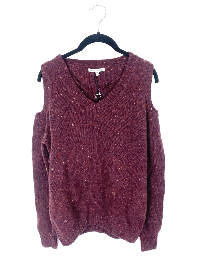 Purple Cold Shoulder Sweater - Extra Extra Small and Extra Small
