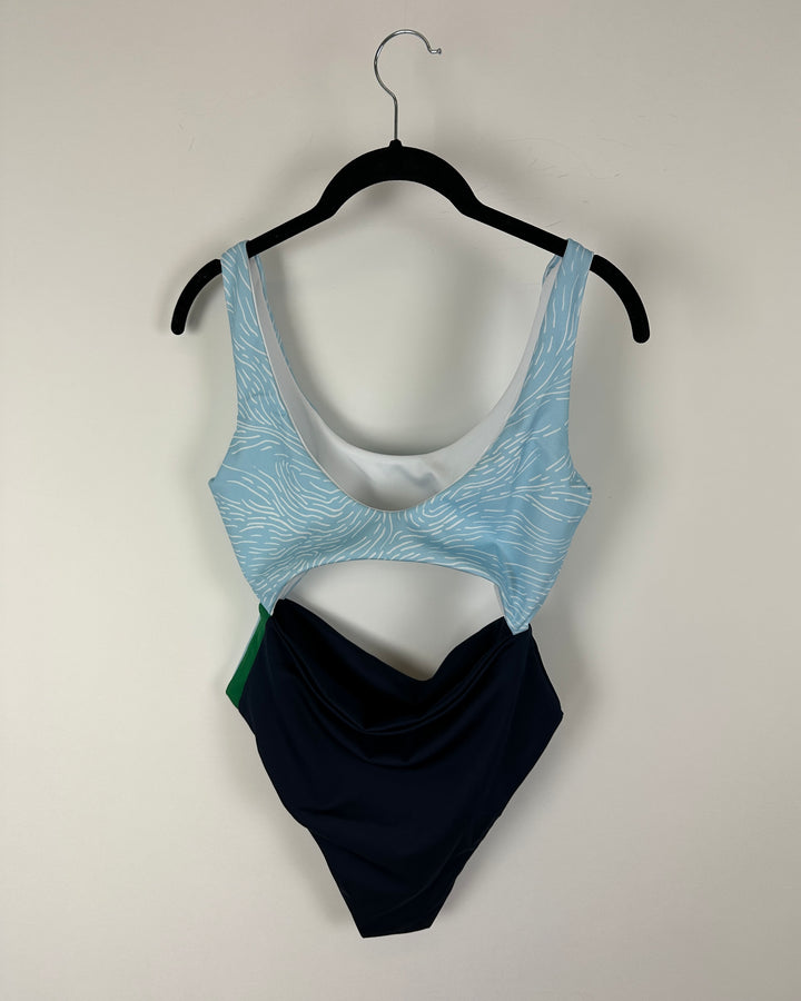 Navy And Light Blue One Piece Swimsuit - Size 00/0, 0/2, 4/6