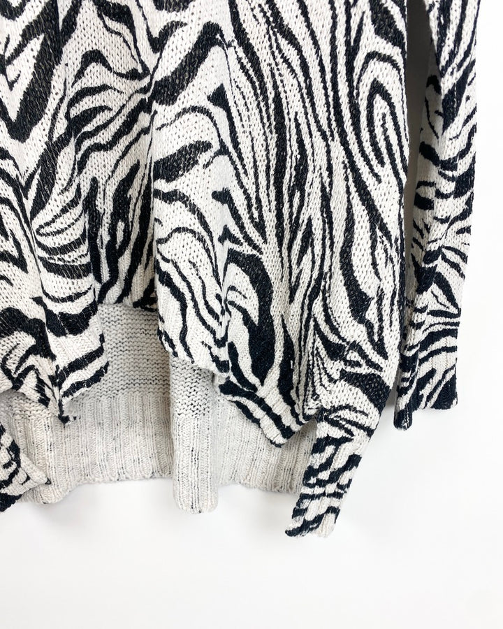 Zebra Print Knit Sweater - Extra Small and Medium