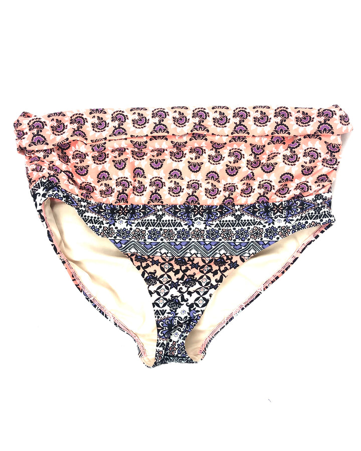 Beach Purple and Coral Bikini Bottoms - Medium