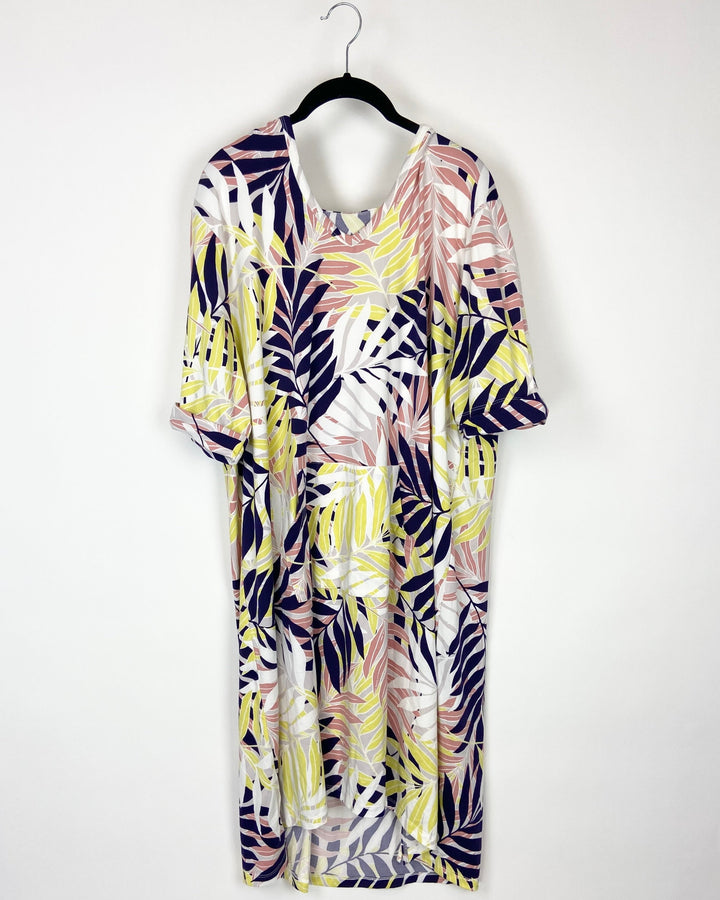 Colorful Floral Hoodie Dress - 1X
