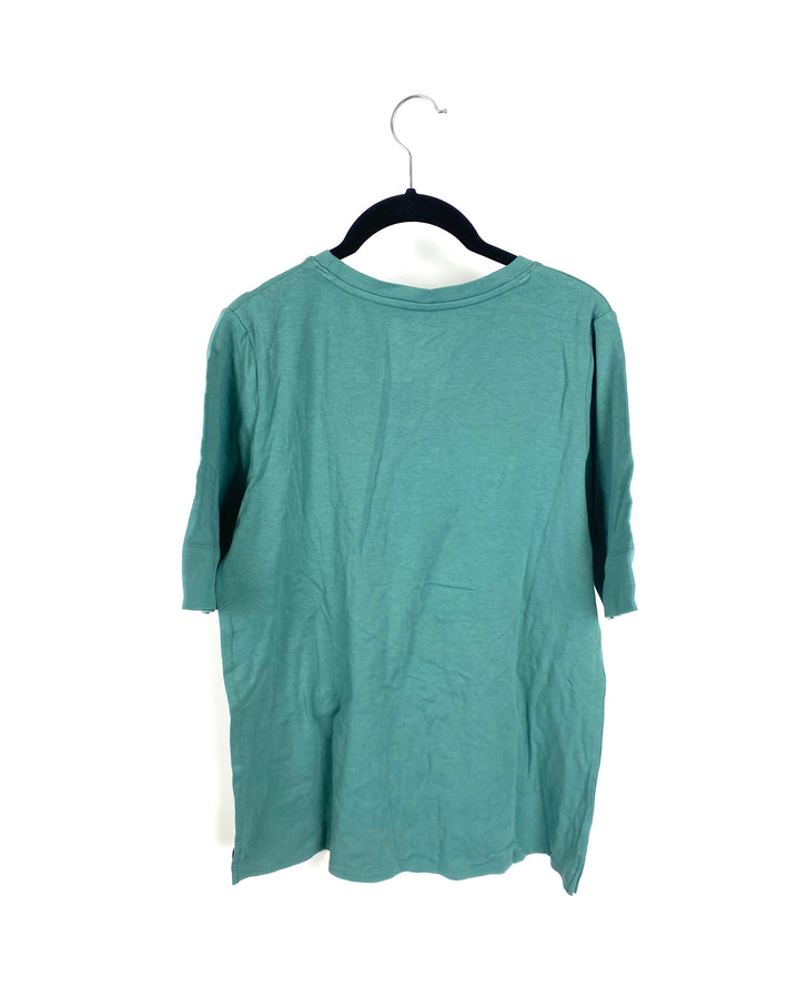 Seafoam Green Crew Neck Short Sleeve Top - Size 6/8