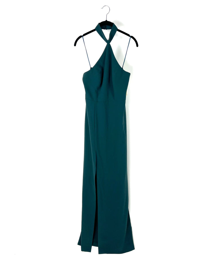 Emerald Green Halter Gown - Size 4-6