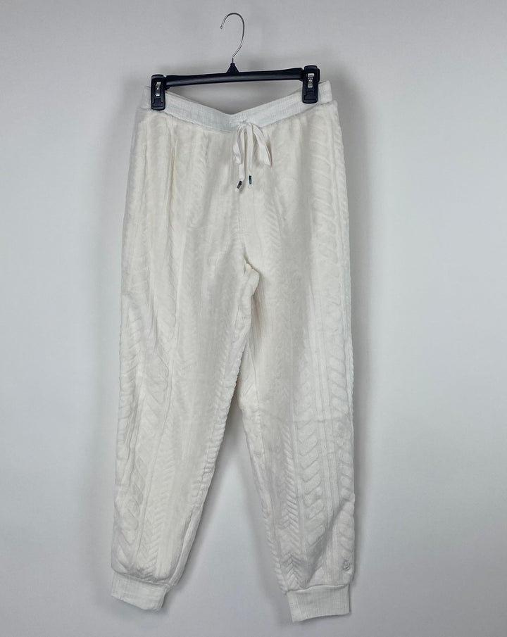 White Fleece Pants - Small