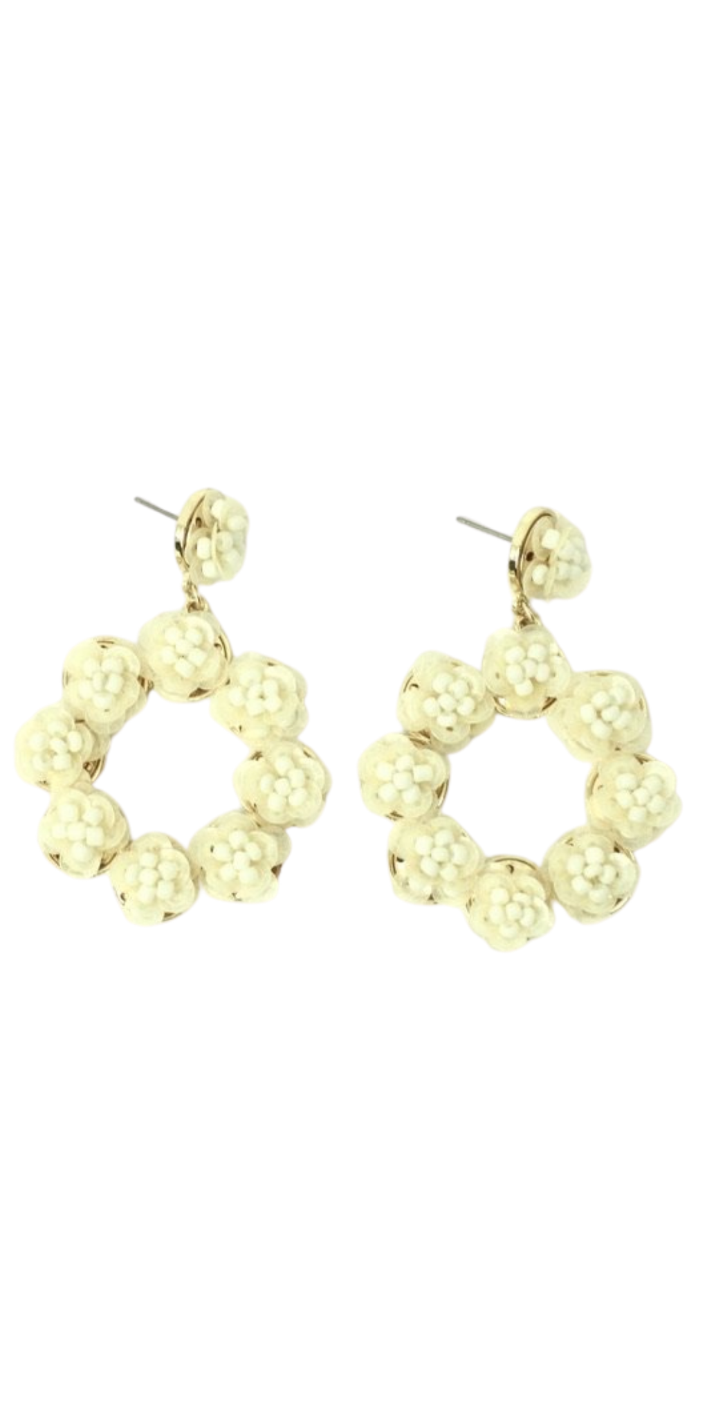 White and Gold Flower Dangle Earrings - The Fashion Foundation - {{ discount designer}}