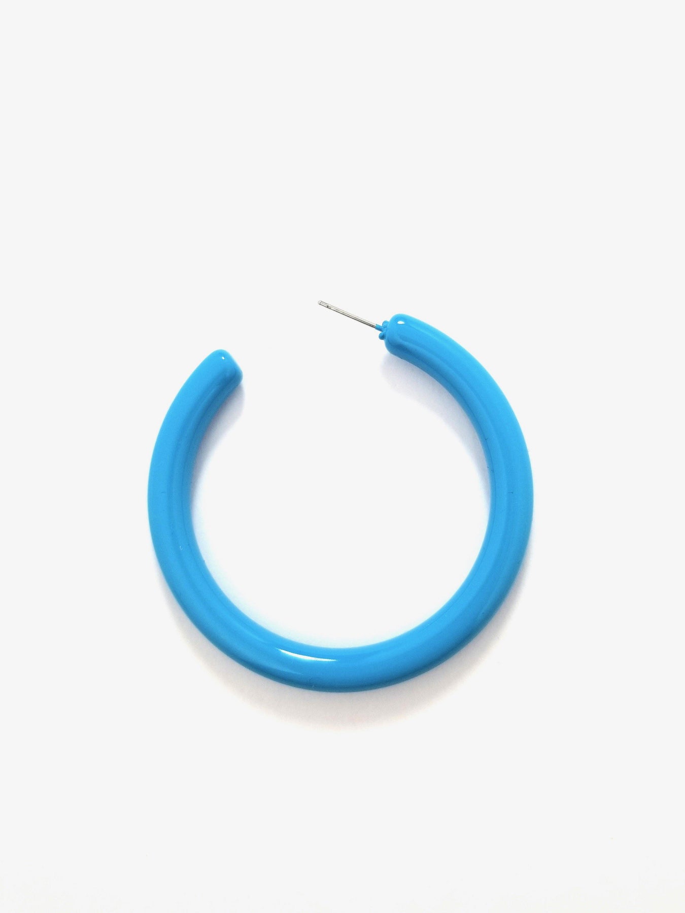 Blue Square-Cut Crystal Hoop Earrings