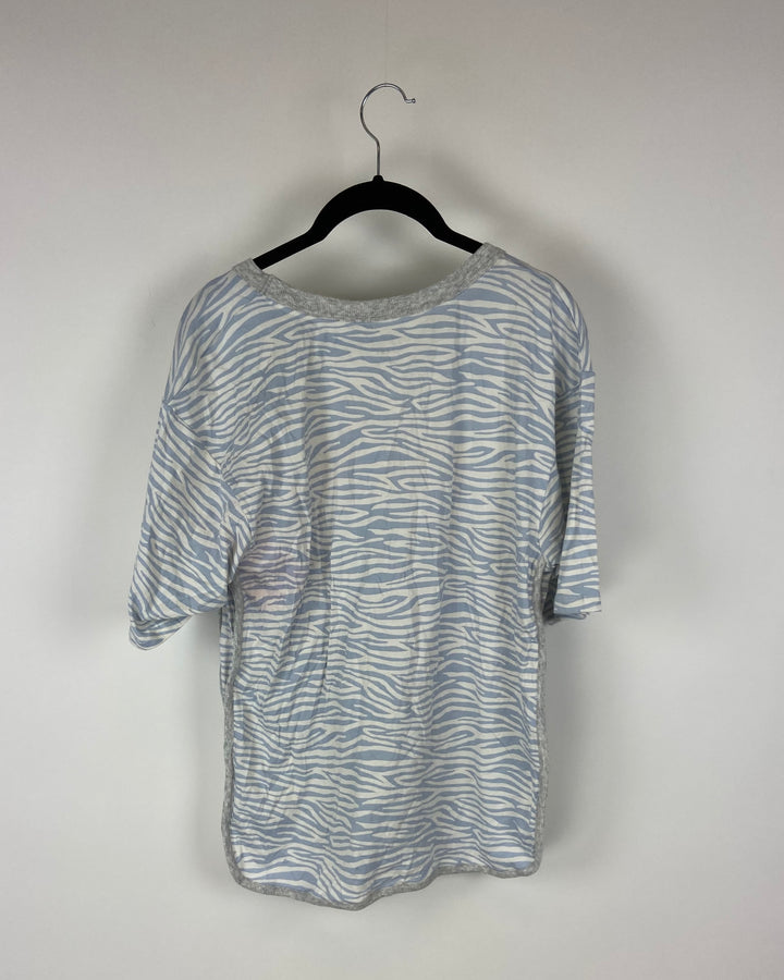 Blue And White Zebra Print Lounge Top - Small