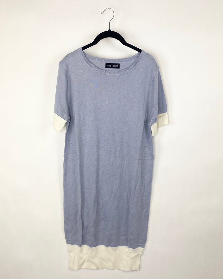 Light Blue Color Block Shift Dress - Extra Small