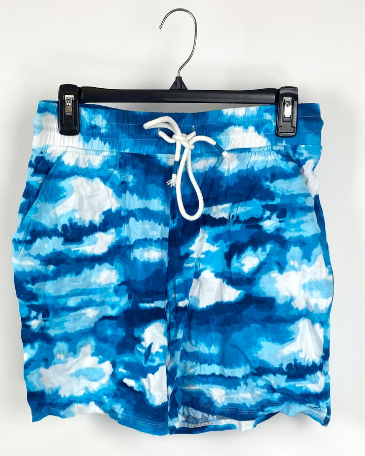 Blue Tie-Dye Cotton Shorts - Small