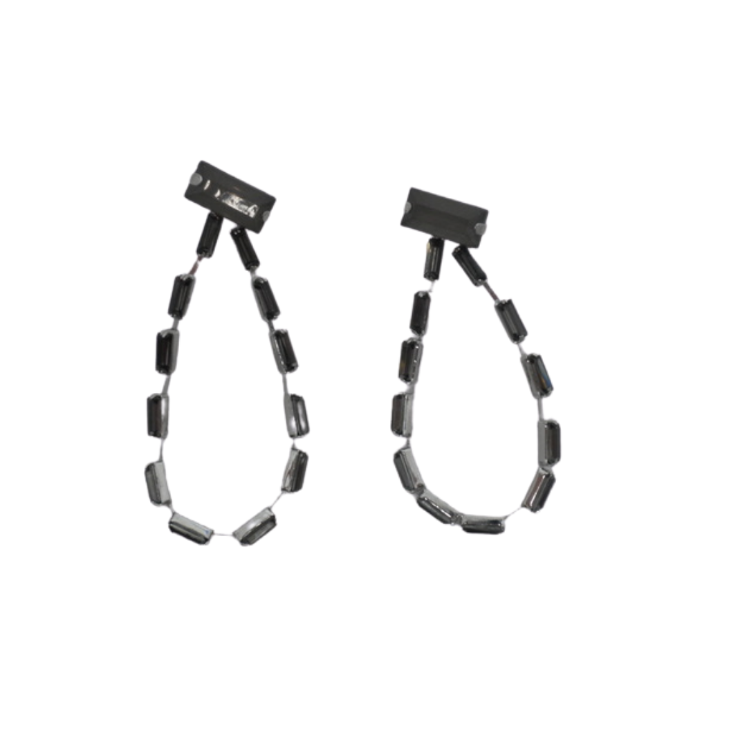 Black Rhinestone Teardrop Earrings - The Fashion Foundation - {{ discount designer}}
