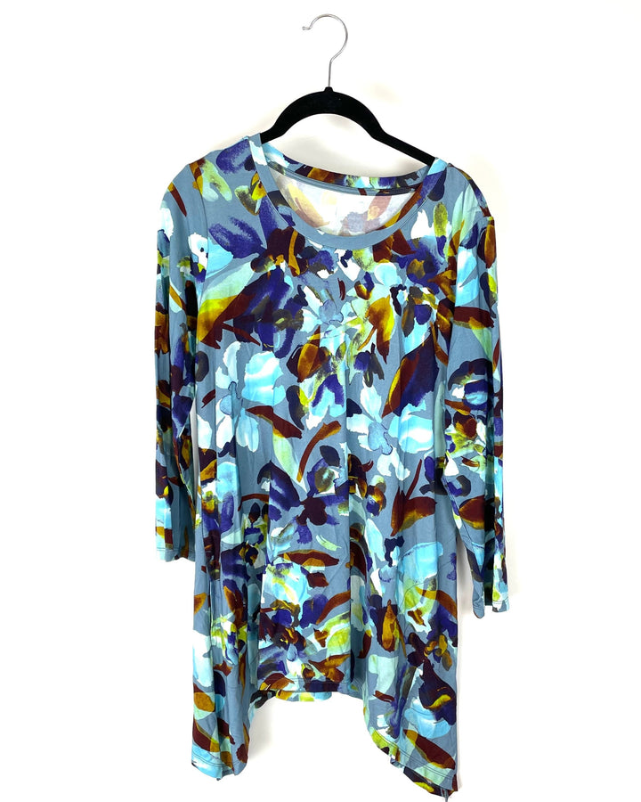 Tropical Asymmetrical 3/4 sleeved Top - Small