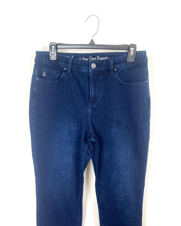 Dark Blue Wash Jeans With Tie-Dye Ends - Size 6/8