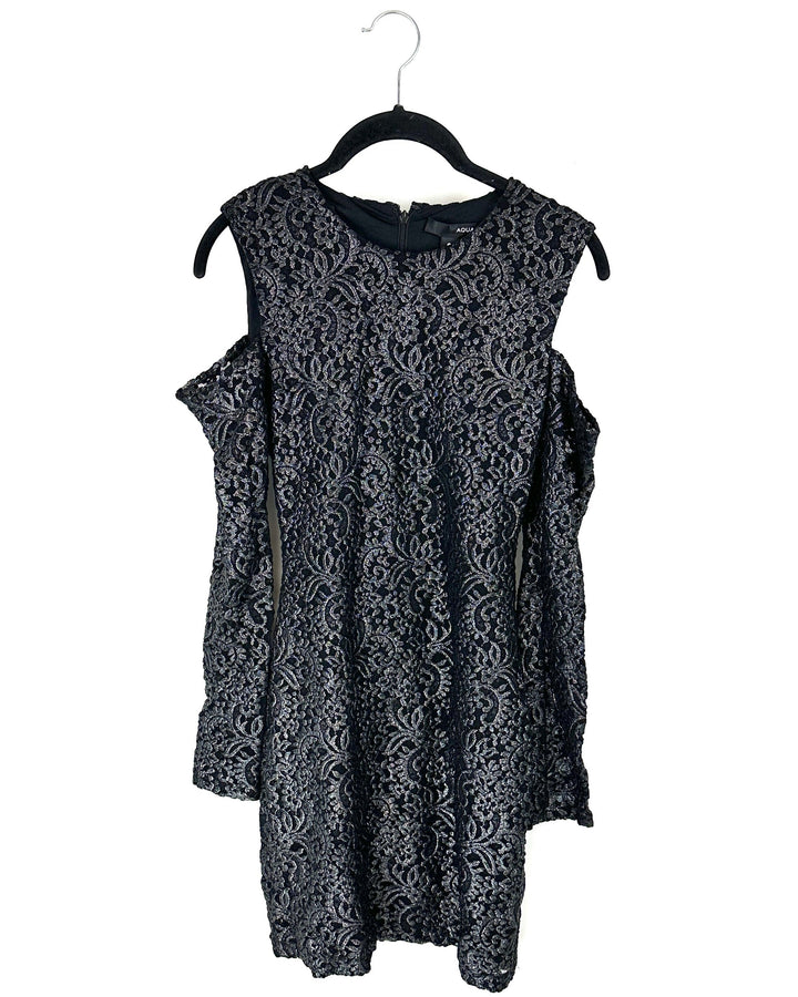 Gunmetal Cutout Shoulder Dress - Small
