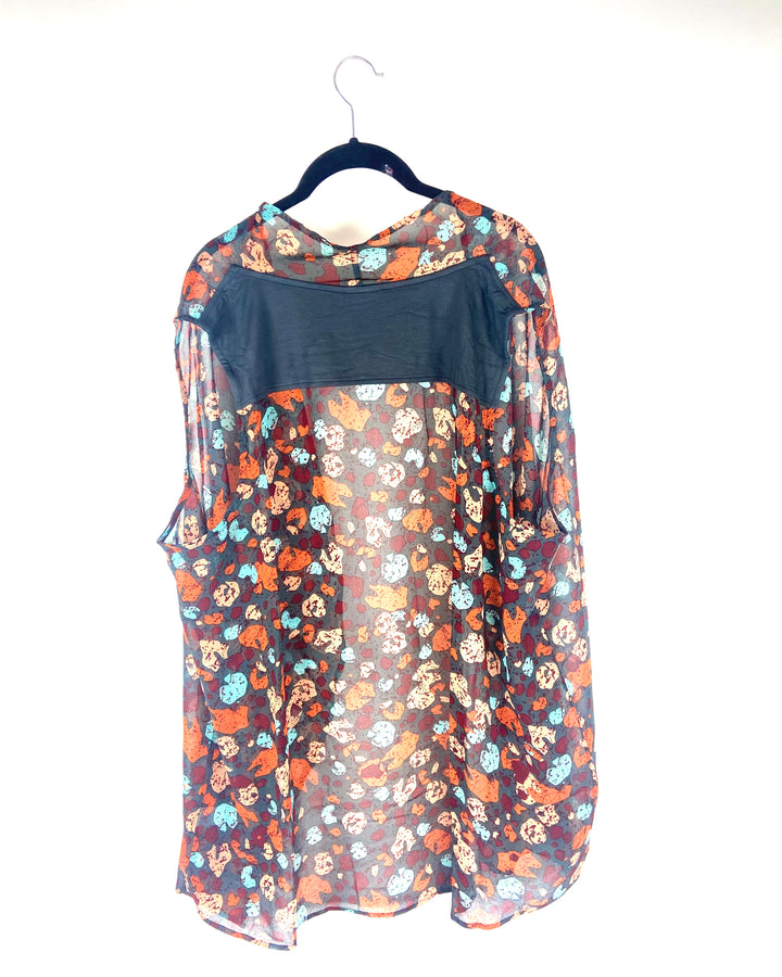 Grey Multi Color Chiffon Vest- Size 14/16