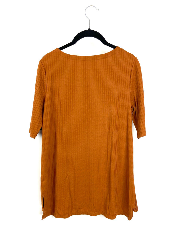 Burnt Orange Ribbed Short Sleeve Top - Size 6/8