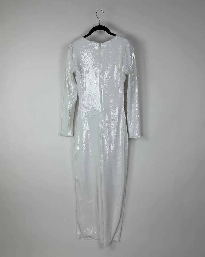 White Sequin Maxi Dress - Size 000-18