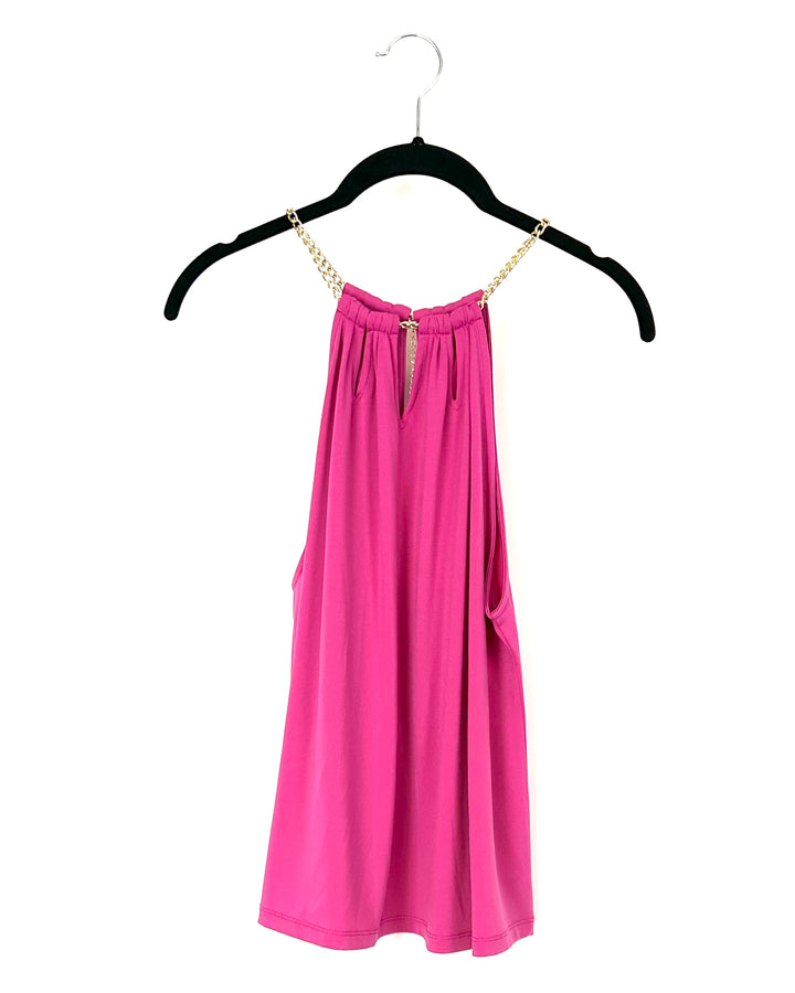Pink Halter Chain Blouse - Small