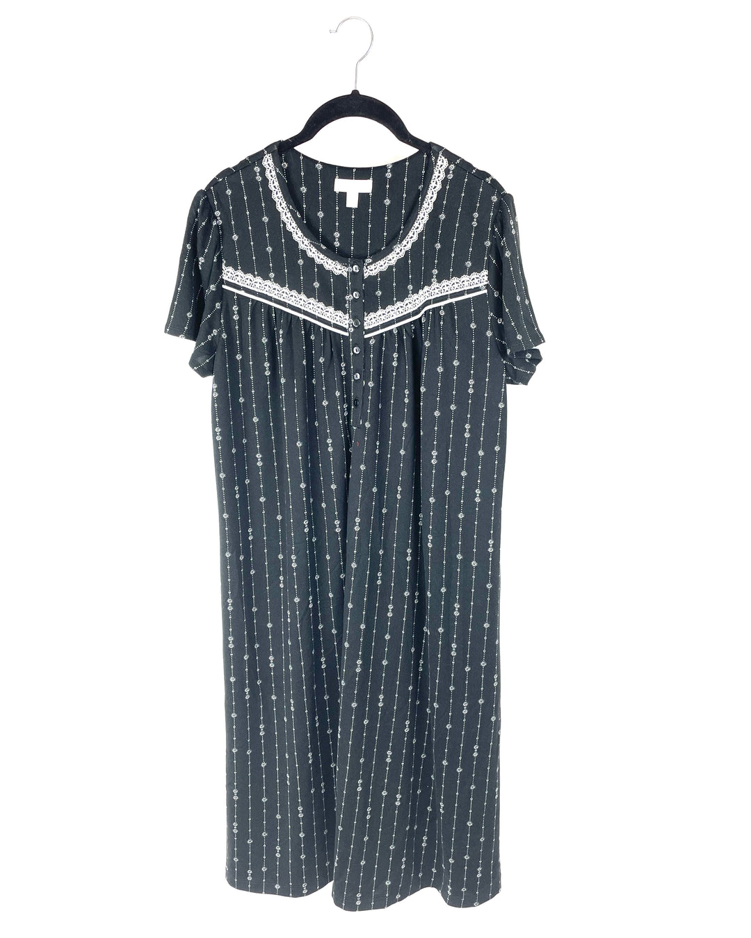 Black Nightgown With Eyelet Detailing - Medium