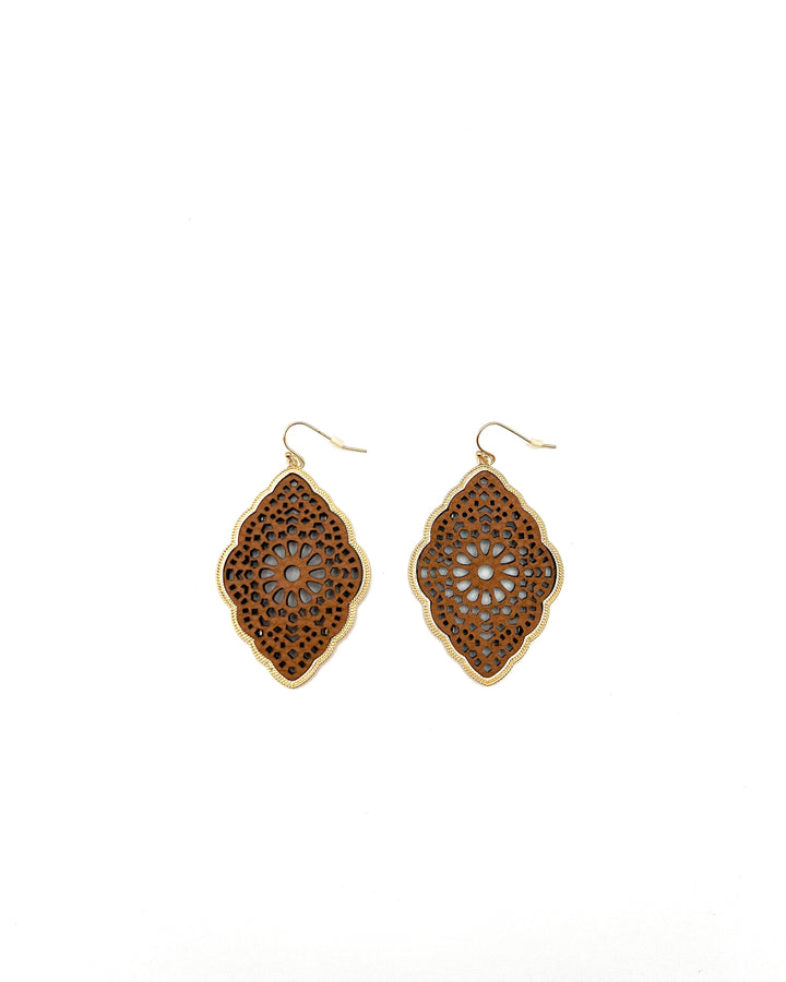 Brown and Gold Dangle Earrings