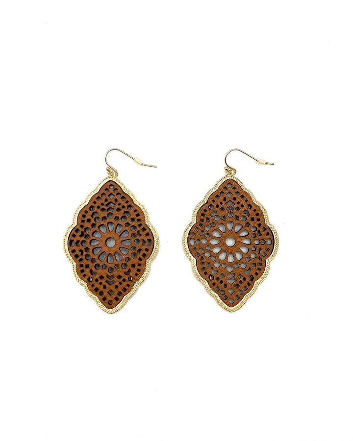 Brown and Gold Dangle Earrings