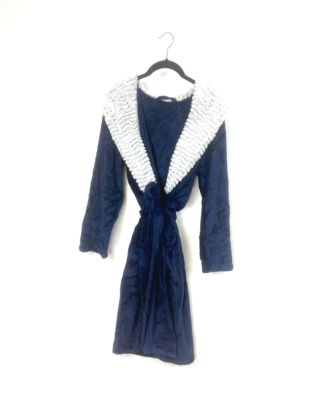 Blue And Gray Faux Fur Robe - Small