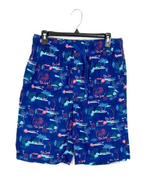 MENS Blue Vacation Print Pajama Shorts - Medium