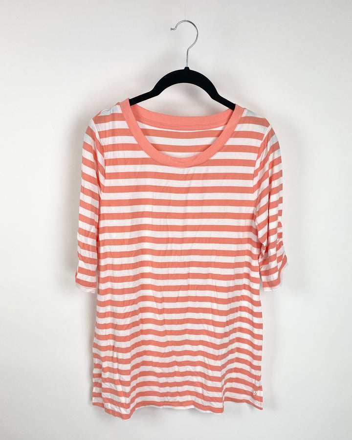 Orange Striped Short Sleeve Top -Size 6/8