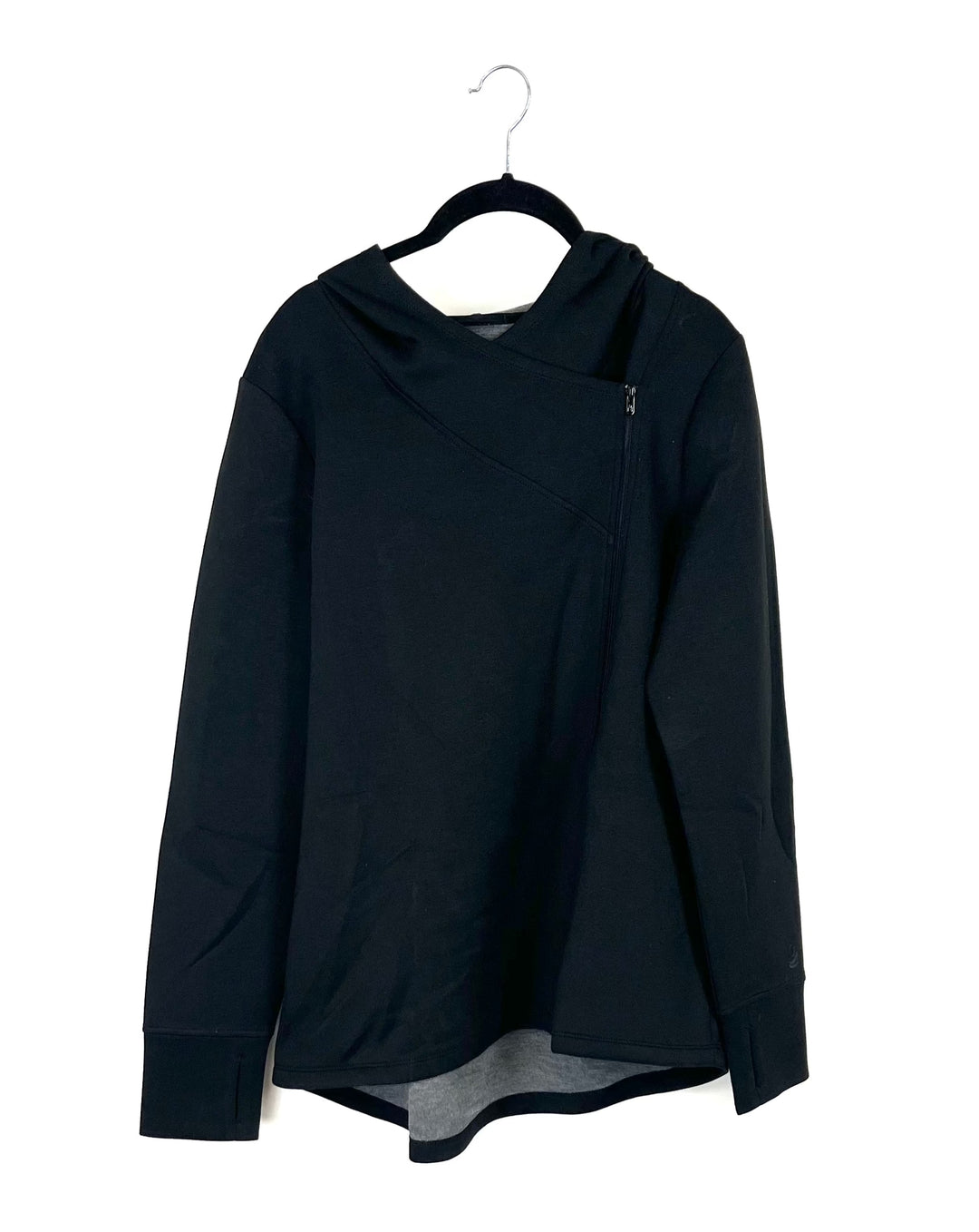 Black Asymmetrical Zip Up Jacket - Size 6/8