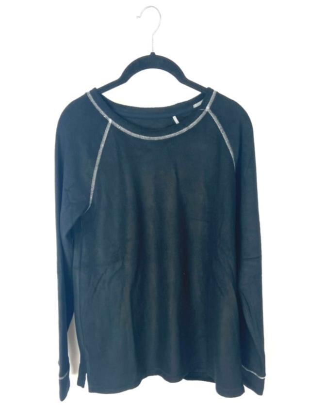 Long Sleeve Black Fleece Top - Small