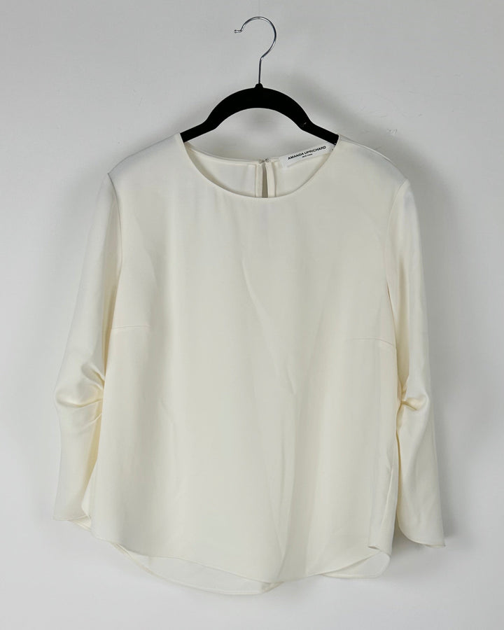 Cream Pleated Sleeve Top - Small