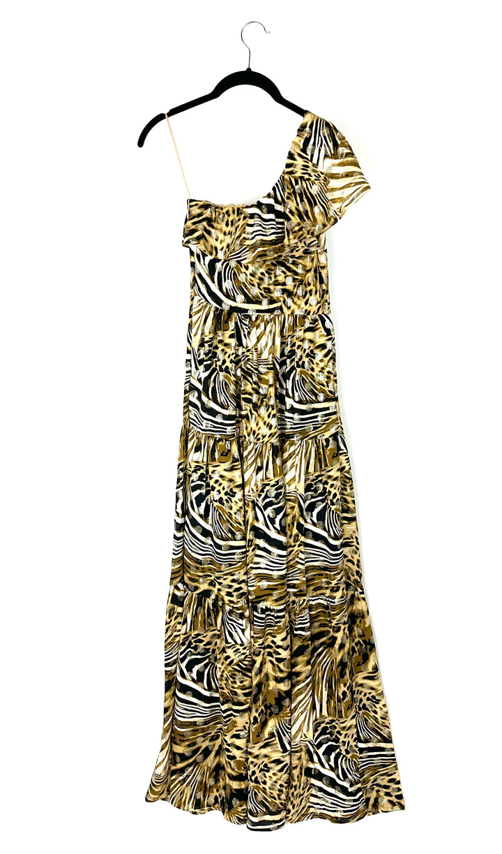 Metallic Animal Print Maxi Dress - Size 00-14