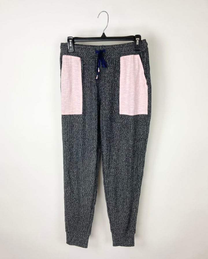 Grey With Pink Pockets Joggers - Small