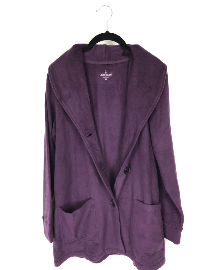 Purple Fleece Button Up Cardigan - Extra Small and Small