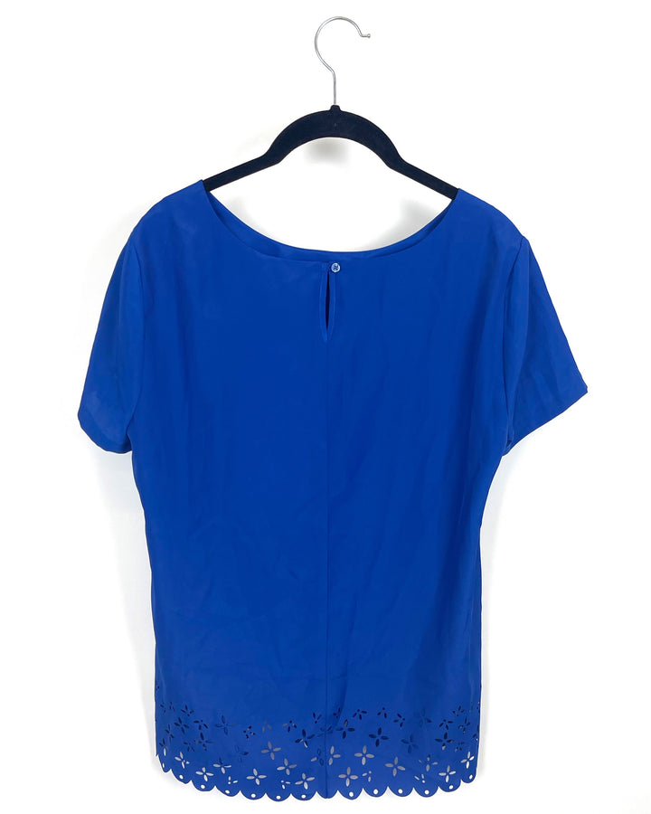 Royal Blue Blouse With Star Shaped Cutouts - Extra Small